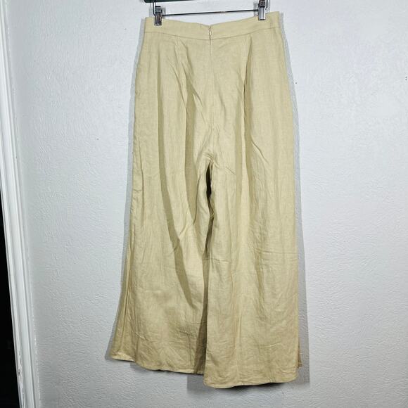 NEW! Love, Bonito Wide Leg Ankle Pant Lined Crop Trouser Casual Sand Back Zip- 8 - Picture 3 of 7